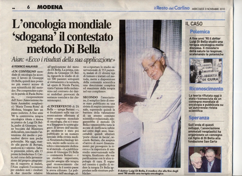 Giuseppe Di Bella - Resto del Carlino - Come salvari dal cancro
