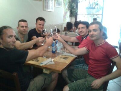 Con Gianfranco e Paolo e loro amici, a Spello in Umbria